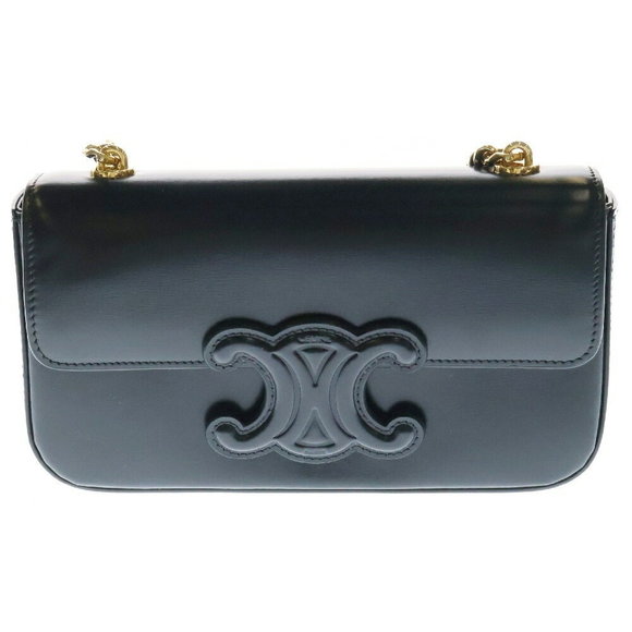 Celine Cuir Triomphe Chain Shoulder Bag Black - Picture 1 of 5